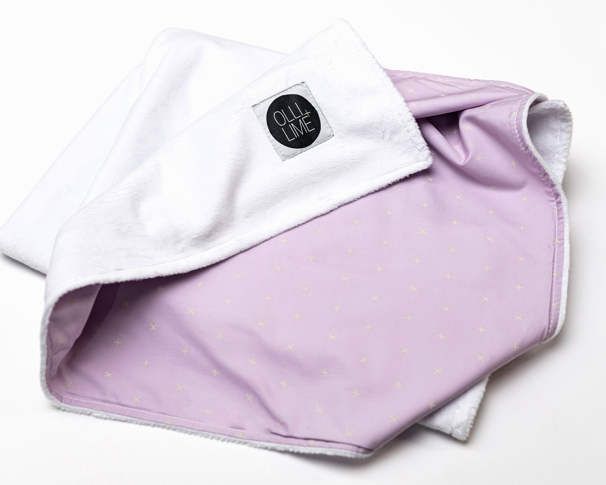 Lavender Hugs - Baby Blanket - Ivory X on Lilac/Lavender - Olli+Lime